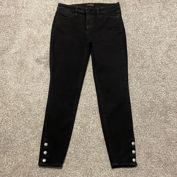 Talbots Black Denim Jegging Rhinestone Ankle Buttons 4 - Picture 1 of 13